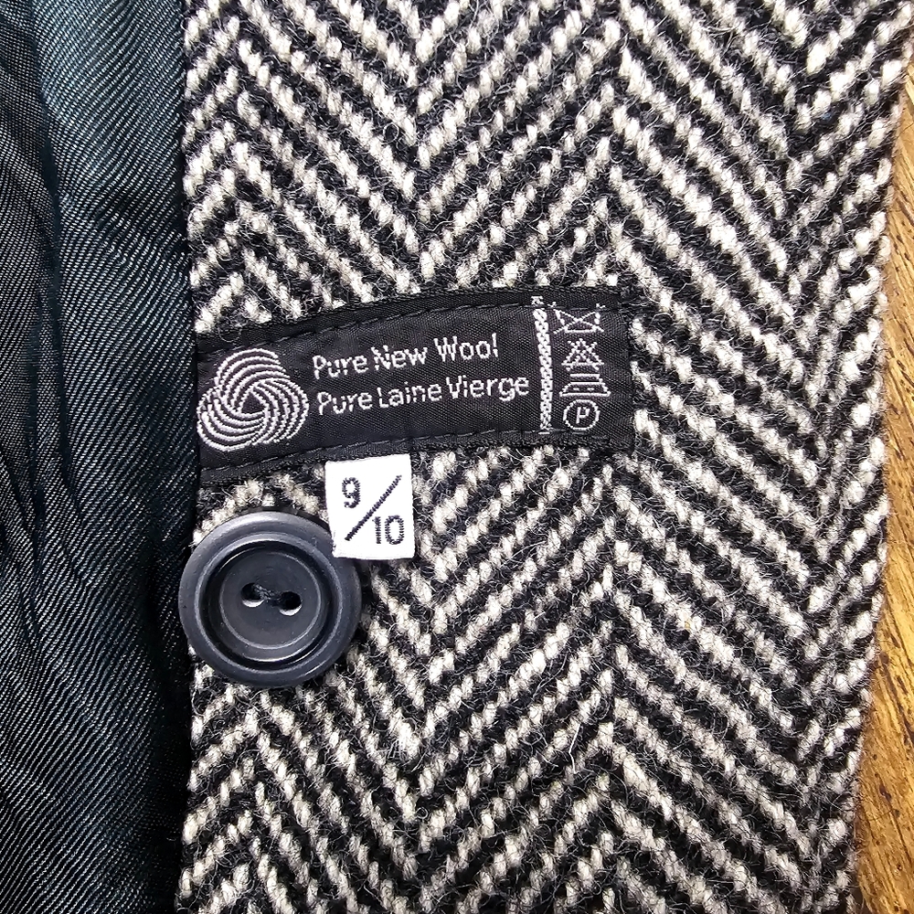 Women's Black and White Pea Coat - Picture 2 of 15